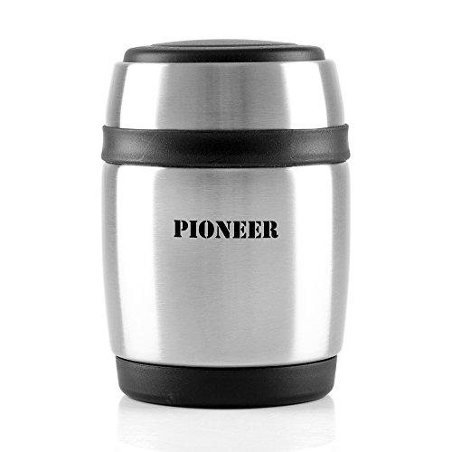 Pioneer vacuüm geïsoleerde lekvrije soep/voedselfles met lepel, 8 uur warm 24 uur koud, roestvrij staal, 380 ml