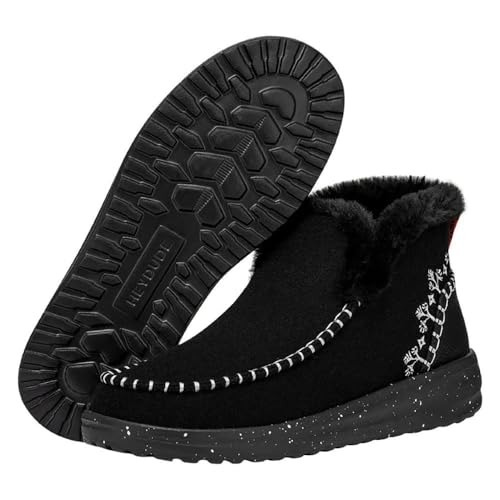 Hey Dude 40208-001W6 Denny Faux Shearling Black W62