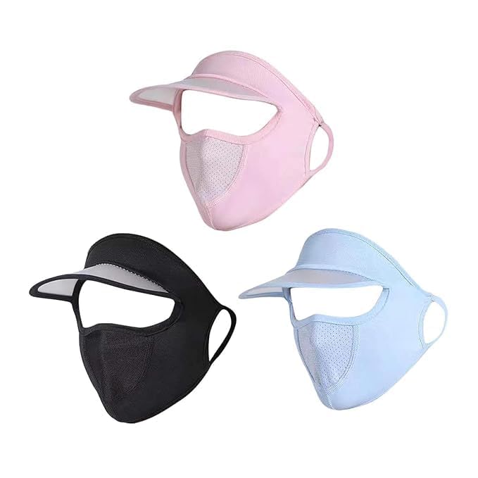 Summer Protection Women Cap Mask For Summer Outdoor Cycling Uv Sun Protection Block Hat Face Cover Scarf Mask With Cap Foldable Innovative Scarf Cum Mask (Multicolour)