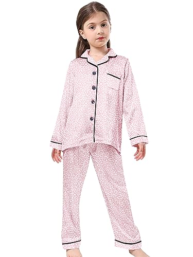Image of Schbbbta Girls & Women Satin Pajamas Set, 2Piece Silk Nightwear Button-Down Sleepwear for Teen Kids, 3 Years - Women XXL