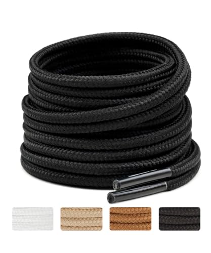 Image of Handshop 2 Pairs Round Boots Shoelaces, Heavy Duty Outdoor Shoe Laces | Replacement Shoestrings for Hiking, Running, Sporting Shoes and Work boots, Sturdy and Robust, 28 Colors, 30-63 inch Length