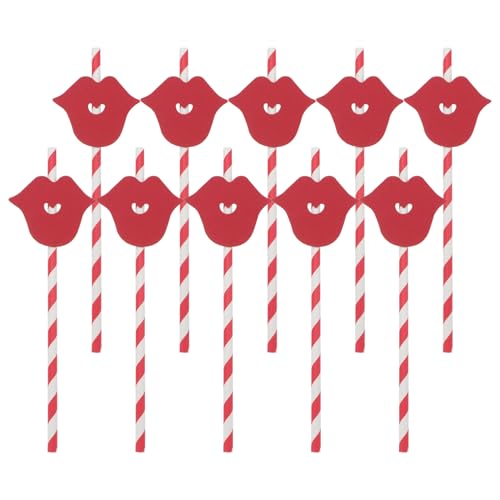Pitillos de papel en forma de corazón color rojo, pack 20