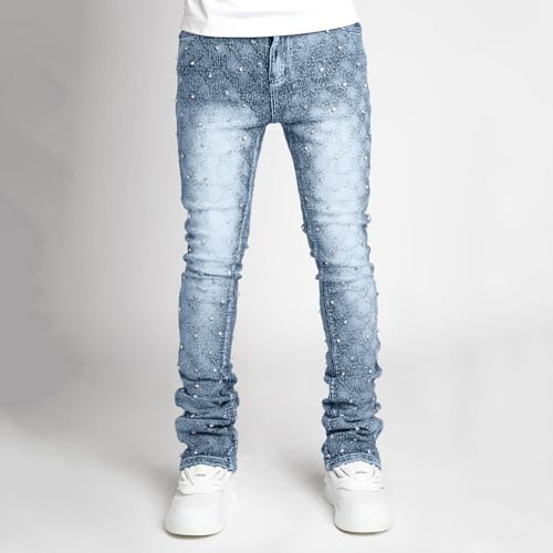 Giraropa Men's Skinny Jeans Slim Fit Fashion Rhinestone Streetwear Denim Pants with Pockets Hip Hop Club Trousers2
