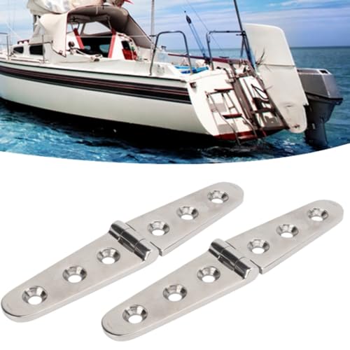 2 Stück Scharniere Marine Karbine Scharnier Marine-Gurtscharnier Edelstahl Marine-Boots Strapazierfähige Türscharnier für Bootsjacht Boots-Riemenscharniere für Tür Tor Schuppen (3 Loch)