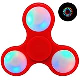 LED Glow Premium Fidget Spinner Toy for Stress Relief, ADHD, Anxiety, Boredom, EDM/Rave (Red)