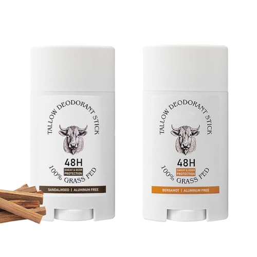 Tallow desodorante para hombres mujeres, desodorante de cuerpo entero libre de aluminio con rayo de carne de res alimentado con pasto, desodorantes antitranspirantes, 75 g (All)