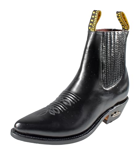 El General Cowboy Men's Ankle Boots Genuine Leather Color Black Botin Vaquero Chameleon2