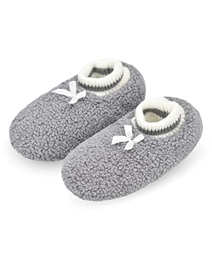 Image of DICUIRD Womens Fleece Slipper Socks Non-Slip Grippers Indoor Slippers