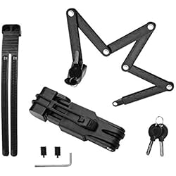 Candado Bici Plegable Surplex Candado de Bicicleta Plegable con Llaves y Montaje de Cerradura, Cerradura de Cadena portátil de aleación de Acero de Alta Resistencia Seguridad antirrobo Cerradura de Motocicleta Negro