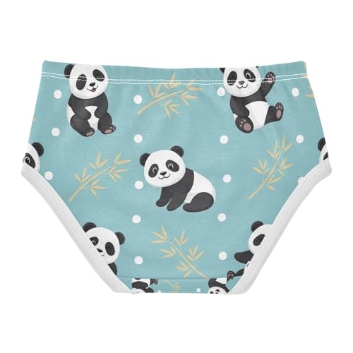 Toddler Girl Briefs, Cute Cartoon Pandas Poses Cotton Underwear for Girls, 2–8 Years2
