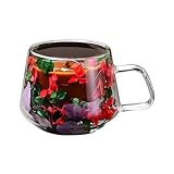 Isolierte Kaffeetassen aus – 200 ml doppelwandige Glasbecher, glatte runde Luxus-Tassen | Thermogläser Fusion im Design, Kaffeetassen, Teetassen, Säfte, Früchte