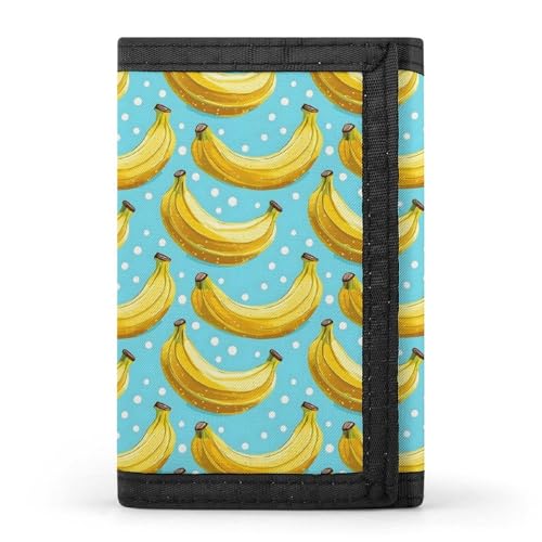 Cute Banana Print Wallet for Men, 8 Credit Card Holder Slim Minimalist Front Pocket Small Mens Bifold Wallets