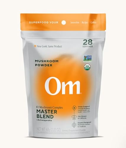 Om Mushrooms Superfood, Master Blend, USA Grown Organic Mushrooms, 6.2 Ounce (Pack of 1)