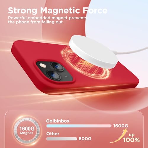 Image of GolbinBox Magnetic for iPhone 13 /14 Case, Silicone Cover, Red