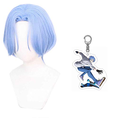 MNF Langa Wig,Cosplay Blue Short Hair with Langa Keychain
