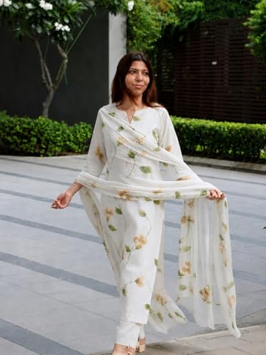 Image of ANNI Designer Viscose Printed Kurta for Women | Kurti Set Woman | Kurta with Pant & Dupatta | Straight Ethnic Suit | Indian Outfit Ladies Dress Stylish Traditional Clothing Office Party Fashion Look