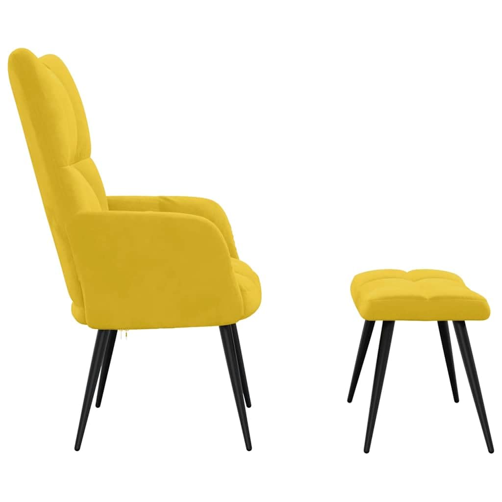 vidaXL Poltrona Relax con Sgabello in Velluto Giallo Senape