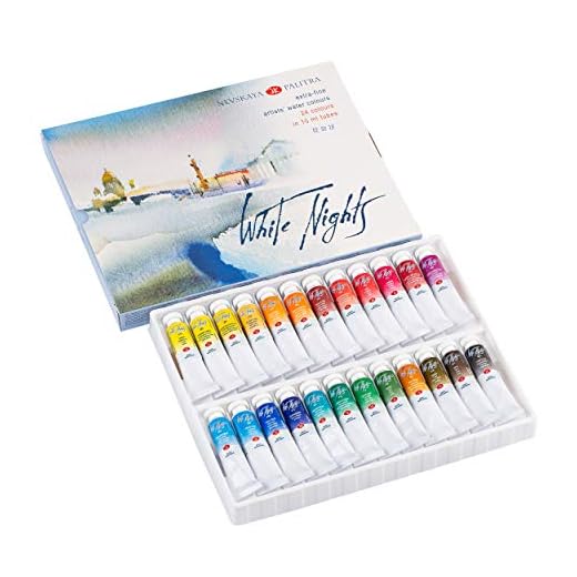 Set de tubo de acuarela – Pinturas de calidad de artista de grado profesional - 24 colores en tubos de 10 ml – Marca de rango superior WHITE NIGHTS desde Rusia