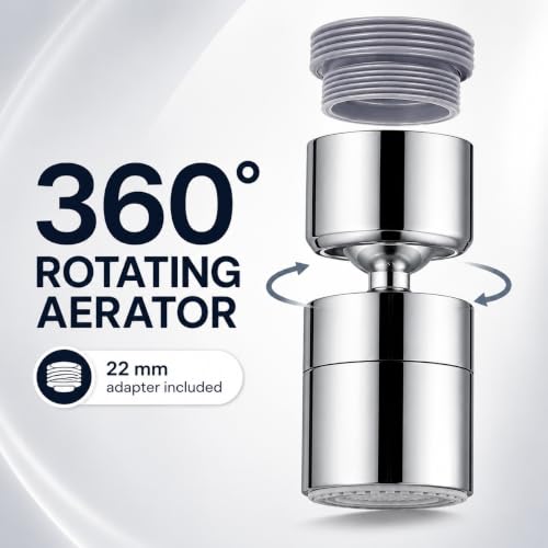 Image of Sulfar ABS Dual Flow Tap Aerator | 360 Rotating Faucet Extender with Adjustable Joint | 24mm Universal Fit | Dual Mode Spray & Foam | Water Saving Kitchen Sink Tap Attachment | Chrome Finish