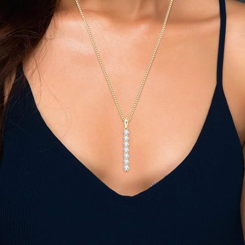 AINUOSHI Lab Created Moissanite Bar Necklace 0.56 cttw Imitation Diamond Alternative Necklace for Women S925 Sterling Silver Y Necklace Simple Fashion Jewelry Gifts for Women4
