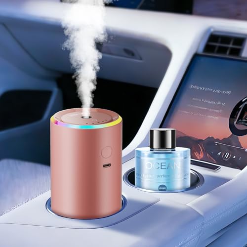 Car Air Freshener, Smart Car Air Fresheners Diffuser with 100ml Fragrance, Long Lasting Lasts 6 Months, RGB Music Syncing Light, Auto On/Off, 5 Adjustable Car Aroma Diffuser for Women, Rose Gold