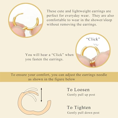 6 Pairs Small Gold Huggie Hoop Earrings Set for Women, 14K Gold Plated Lightweight Minimalist Hypoallergenic Hoops Earrings Pack for Multiple Piercing Cartilage Hoop Earrings Stack Jewelry4