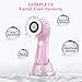 Facial cleansing brush, 3 in 1Face Brush Set, facial cleansing brush chargeable for Deep Cleansing, Gentle Exfoliating and Massaging, 3 Brush Heads with 2 Power Modes(Pink Brush)