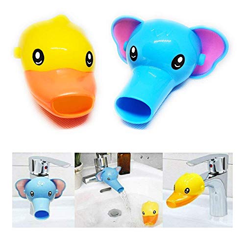 Image of RafaLife Bath Toys - Faucet Extender, Animal Spout Sink Handle Extender for Toddlers Kids, Baby Safe and Fun Hand-Washing Solution, Promotes Hand Washing in  Children (2 Pack - Elephant, Duck)
