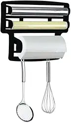 Porta Papel Toalha Triplo Suporte Rolos Para Cozinha 3 em 1 SELLNEEDS (Preto)