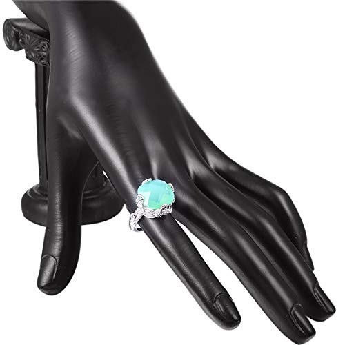 Uloveido Super Big Green Asscher-Shape Stone Engagement Rings for Women with Birthstone Y3482