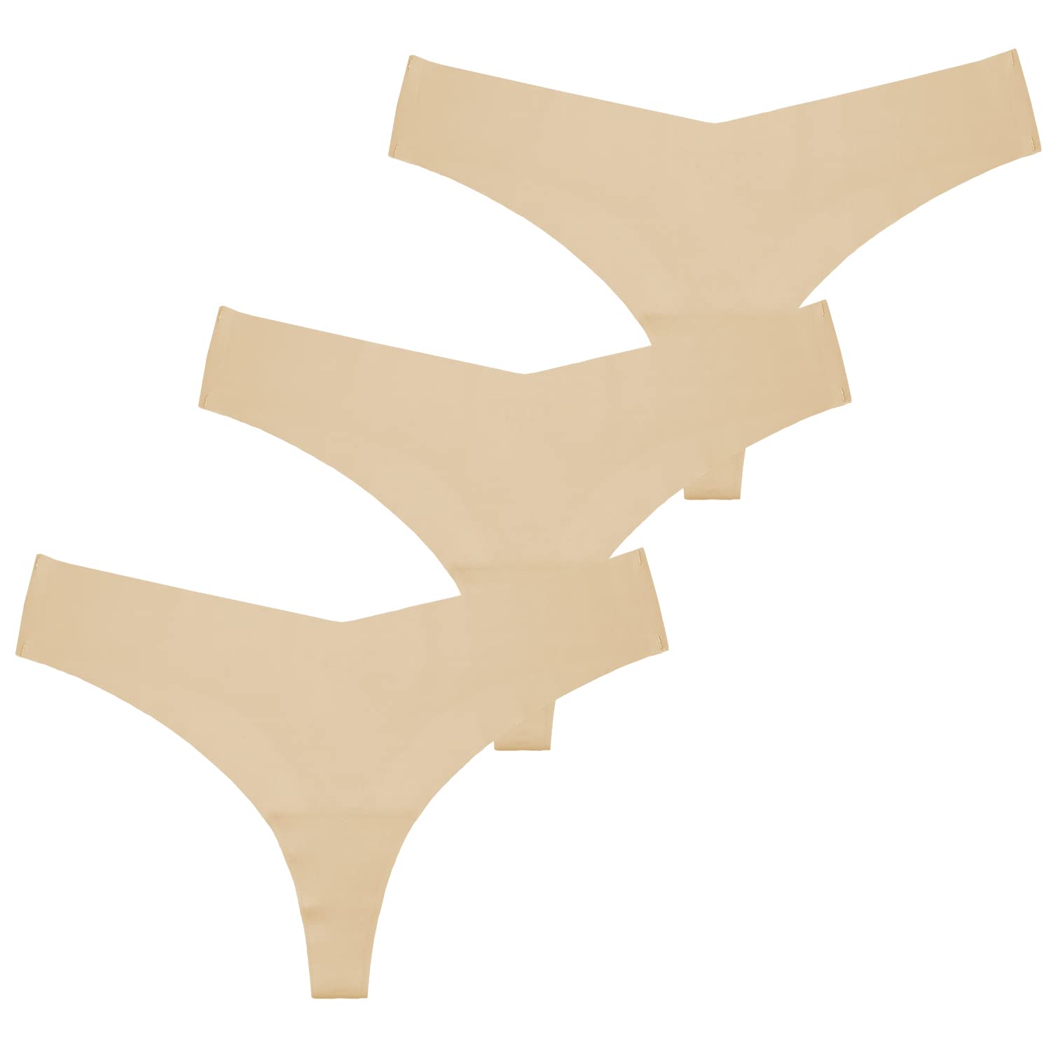 SONTOP BASIC Womens Underwear Seamless Thong T Back Panty Cotton Breathable Thongs Panties for Women 3 Pack Nude
