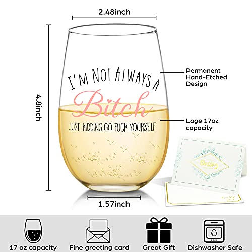 I'm Not Always A B, Just Kidding Funny Wine Glass Gifts For Women, Cute Christmas Birthday Gifts For Women, Girlfriend, Friend, Sister, Bff, Coworkers, Female, Her, Unique Bitchy Gifts Ideas For Women #TOP1