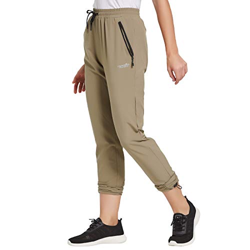 apollo walker Women's Hiking Pants Casual Quick Dry Cargo Capri, Active Lightweight Jogger Outdoor, UPF 50+ Grey Green