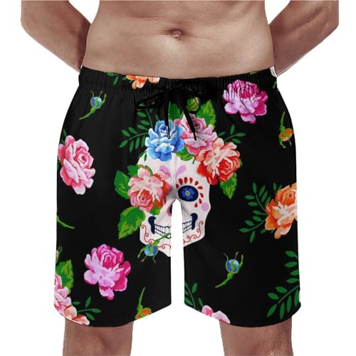 Swim shorts homme fleur crâne blanc idéal pour les vacances et la plage