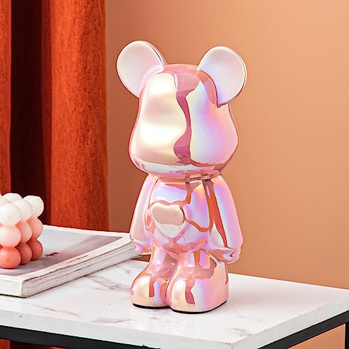 Yundu Ceramic Piggy Bank for Kids and Adults - Coin Bank for Girls and Boys - Pink Love Bear Decoration - Modern Décor, Hypebeast Room Décor - Gifts for Birthdays
