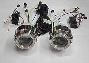 PRIKNIK Hid Headlight Projector 2.5 Inch Lens Kit Super White Light Double Angel Eye(Colour May Vary) Hi/Low Beam- Compatible with Maruti Grand Vitara