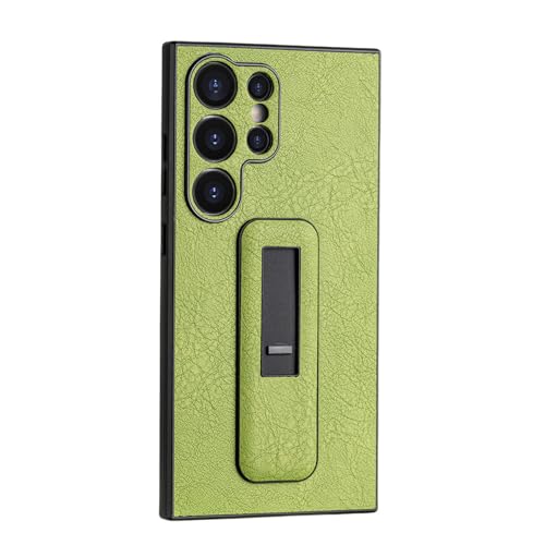 Coque Samsung S21 Plus en cuir vert avec support invisible et protège-objectif