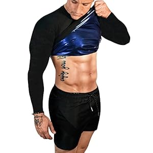 Sauna Shirt for Men Long Sleeve Sauna Suit Sweat Compression Top Weight Loss Body Shaper for Workout Sports