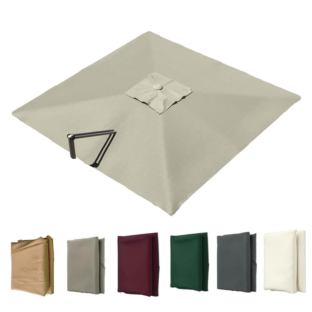 Fjqfhh Light Grey Garden Parasol, Replacement Canopy Square Offset Umbrella Protection 8Ribs(,4X300cm (13X9.8ft))