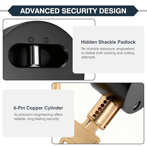 Image of IRONWALLS 4-Pack Puck Locks Keyed Alike, Heavy Duty Hidden Shackle Padlocks with Keys, Black Steel Round Puck Lock for Trailer Door Hasp, Shackle Opening Size 1.7 inch(L) x0.6(H) x1.2(D), Without Hasp