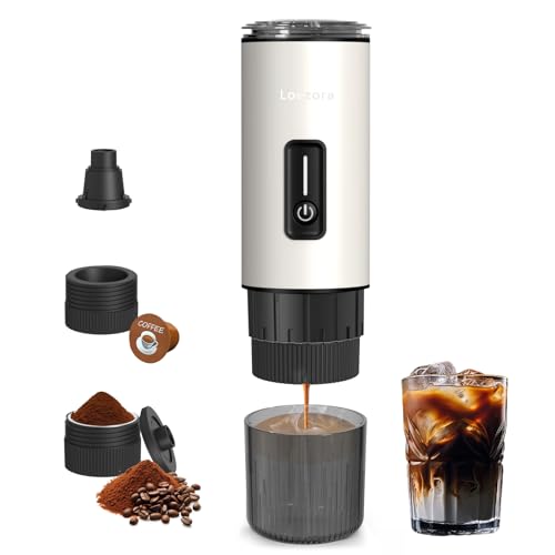 Leozora - Máquina de espresso portátil de 20 bares, 7500 mAh USB-C recargable, 3 en 1 para café molido y cápsulas Nespresso/DG, cafetera de viaje de acero inoxidable para camping, coche, oficina