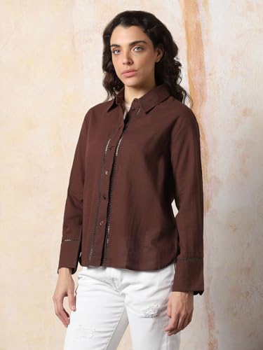 Image of HIGH Star Oversized Solid Shirt for Women | Stylish Tops for Women | Comfortable and Trendy Casual Shirt