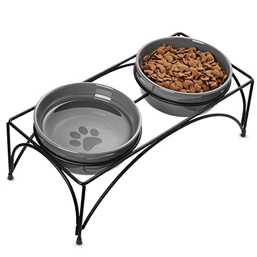 Y YHY Dog Food Bowl, Ceramic Dog Bowls Small Size Dog, 5.2" Elevated Dog Bowls, Dog Bowls Medium Sized Dog for Dry and Wet Food, 3 Cups Dog Food and Water Bowl Set