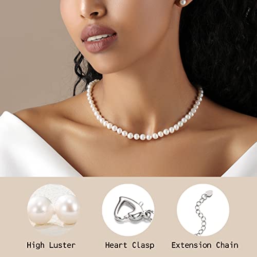 Freshwater Cultured Pearl Necklace, Real Pearl Necklace with Silver Chain and Clasp, Jewelry for Brides Wedding Gifts for Women Her Wife Sister2