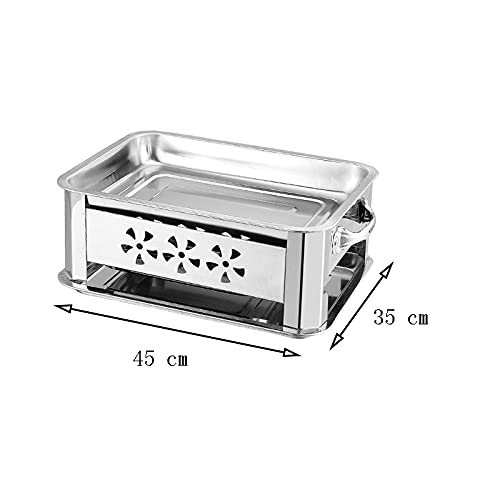 Barbecue à charbon en acier inoxydable 45x35 cm avec grille et plateau de cuisson - 2
