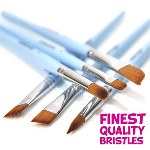 Blue Squid Watercolour Paint Brushes Set of 12 - Professional Artist Brush Set with Soft Synthetic Nylon Bristles - Art Brushes Ideal for Watercolour, Acrylic, Face & Body Painting for Kids to Adults