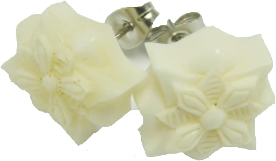 Windy Wheel Stud Post Earrings by Crown Republic | Hand Carved Bone Stud Earring Jewelry - Unique and Stylish Handmade Earrings