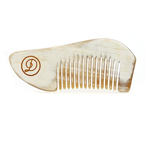 Detroit Grooming Co. Curvy Ox Horn Pocket Beard Comb for Men - Portable, Anti Static, Natural Ox Horn Beard and Mustache Comb - No Snag Teeth Combs in Beard Oil or Beard Butter - Unique Colors Vary