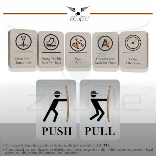 Image of PUSH-PULL Sign, 6x4 Inch, Durable Steel, Self-Adhesive, Two-Tone