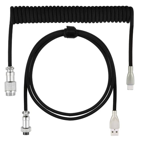 Mix USB Typ C Kabel 1.5m Typ-C zu USB A, TPU, Mechanisches Tastatur, Geflochten, Coiled Cable Keyboard, Tastaturkabel, Ladekabel Tastatur, Keyboard Kabel, Spiralkabel für Gaming-Tastatur